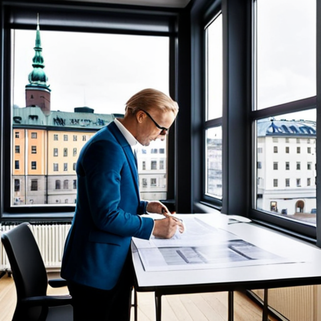 **
"A professional Swedish architect, fully clothed in stylish yet modest office attire, reviewing blueprints in a bright, modern Stockholm office. Large windows overlook Gamla Stan. Safe for work, appropriate content, perfect anatomy, correct proportions, natural pose, well-formed hands, proper finger count, natural body proportions, professional, modest, family-friendly, high quality."
**