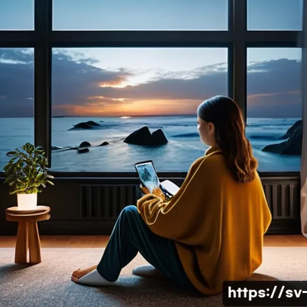 OTT 플랫폼과 AI 기술 - **Prompt:** A cozy, Scandinavian-style living room at dusk, with a person (gender-neutral, in casual...