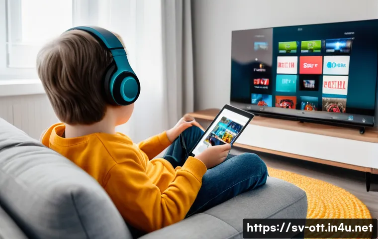 OTT와 미디어 혁신 사례 - **"Cozy Swedish Family Streaming Night"**
A bright and modern Scandinavian living room, filled w...