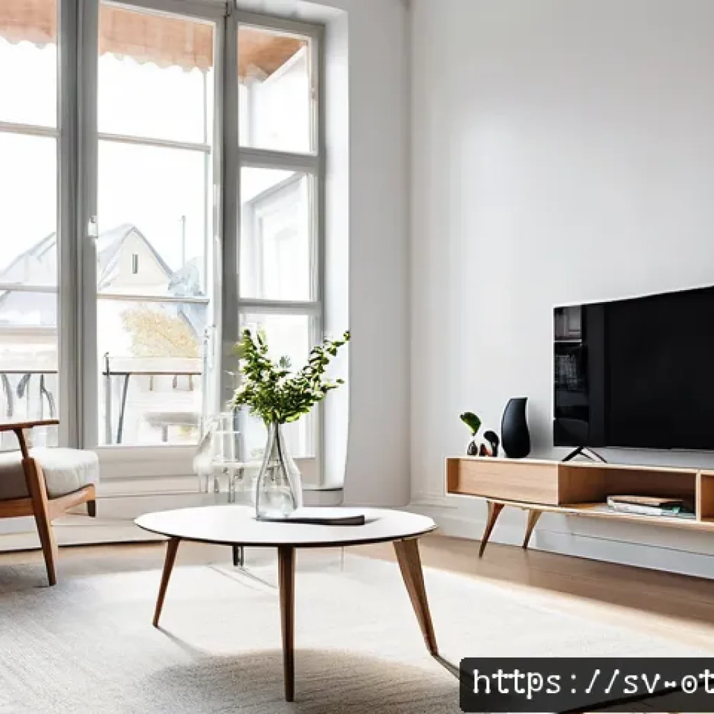 OTT 스마트폰 연결 방법 - A modern Scandinavian living room featuring a centrally placed Wi-Fi router on a sleek wooden shelf,...