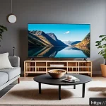 Home 19 OTT 플랫폼 동시 시청 가능 인원 - A cozy Swedish living room scene in the evening, showing a family of four comfortably watching a str...