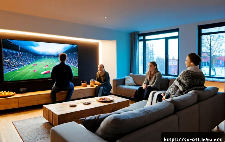 OTT가 가져온 새로운 트렌드 - Photorealistic evening in a modern Stockholm apartment, a diverse group of Swedish friends in cozy s...